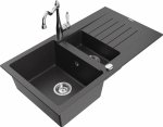 Plautuvė su virtuviniu mai&scaron;ytuvu Mexen Matias, derva/granitas, 90 cm x 50.5 cm x 20 cm, chromo/black granite