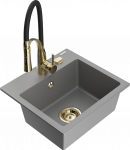 Plautuvė su virtuviniu mai&scaron;ytuvu Mexen Milo Aster, granitas, 43.5 cm x 41 cm x 17.1 cm, aukso sp./pilka sp.