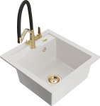 Plautuvė su virtuviniu mai&scaron;ytuvu Mexen Vito, granitas, 52 cm x 49 cm x 21 cm, aukso sp./balta sp./juoda sp.