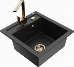 Plautuvė su virtuviniu mai&scaron;ytuvu Mexen Vito Metallic black/silver+Gold, granitas, 49 cm x 52 cm x 21 cm, metallic black/silver+gold sp.