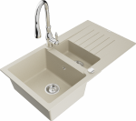 Plautuvė su virtuviniu mai&scaron;ytuvu Mexen Matias, derva/granitas, 90 cm x 50.5 cm x 20 cm, chromo/smėlio