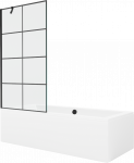 Vonia su sienele, įmontuojama Mexen Cube, 180 cm x 80 cm x 40 cm, stačiakampis, balta/juoda