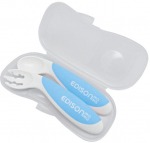 Stalo įrankiai Edison Mama Begginer Set Fork & Spoon, 9 mėn., polipropilenas (pp)/termoplastinė guma (tpe), mėlyna sp./balta sp.