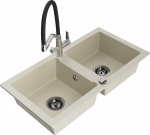 Plautuvė su virtuviniu mai&scaron;ytuvu Mexen Mario, derva/granitas, 82 cm x 43.6 cm x 16.1 cm, smėlio