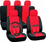 Automobilio sėdynių užvalkalas Alburnus, juoda/raudona, 3 vnt.