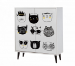 Spintelė Kalune Design Cats 869VEL3986, balta sp./juoda sp., 36 cm x 95 cm x 111 cm