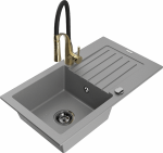 Plautuvė su virtuviniu mai&scaron;ytuvu Mexen Pablo Aster, granitas, 75.2 cm x 43.6 cm x 16.1 cm, juoda sp./geltona sp./pilka sp.