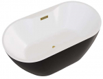 Vonia, laisvai pastatoma Besco Navia Black&White Matt, 160 cm x 80 cm x 60 cm, ovalas, aukso sp./balta sp.