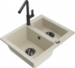 Plautuvė su virtuviniu mai&scaron;ytuvu Mexen Carlos Beige+Black, granitas, 58 cm x 47 cm x 17.7 cm, beige+black