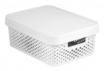 Daiktadėžė su dangčiu, daiktų saugojimo Curver Infinity Dots, 11 l, balta, 36 x 27 x 14 cm
