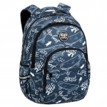 Mokyklinė kuprinė CoolPack Basic Plus Street Life, balta sp./tamsiai mėlyna sp., 31 cm x 19 cm x 46 cm