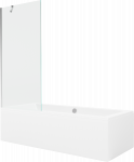 Vonia su sienele, laisvai pastatoma Mexen Cube, 170 cm x 80 cm x 39 cm, stačiakampis, skaidri/balta