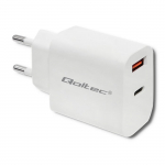 Adapteris Qoltec Power Adapter 51714, USB Type C/USB Type A, 2.05 cm, balta sp., 18 W