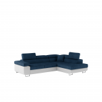 Kampinė sofa Anton Kronos 09, Soft 17, balta sp./tamsiai mėlyna sp., de&scaron;ininė, 202 x 275 cm x 90 cm