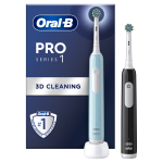 Elektrinis dantų &scaron;epetėlis Oral-B Pro Series 1 Duo Pack, juoda sp./žydra sp.
