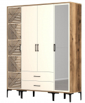 Spinta Kalune Design Kumsal PTR, kreminė sp./rie&scaron;uto sp., 47.5 cm x 160 cm x 201.4 cm, su veidrodžiu