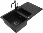 Plautuvė su virtuviniu mai&scaron;ytuvu Mexen Matias, derva/granitas, 90 cm x 50.5 cm x 20 cm, juoda