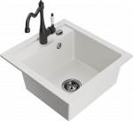 Plautuvė su virtuviniu mai&scaron;ytuvu Mexen Vito, granitas, 49 cm x 52 cm x 24 cm, balta sp./juoda sp.