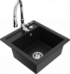 Plautuvė su virtuviniu mai&scaron;ytuvu Mexen Vito, granitas, 49 cm x 52 cm x 21 cm, juoda sp./chromo sp.