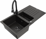 Plautuvė su virtuviniu mai&scaron;ytuvu Mexen Matias Elia, granitas, 90 cm x 50.5 cm x 20 cm, metallic black / gold