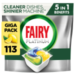 Indaplovių kapsulės Fairy Platinum All in One Lemon, 113 vnt.