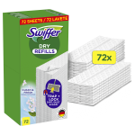 Sausų grindų &scaron;luosčių papildymas Swiffer Wipes Dry, įvairioms grindims, 72 vnt.
