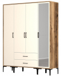 Spinta Kalune Design Kumsal STR, kreminė sp./rie&scaron;uto sp., 47.5 cm x 160 cm x 201.4 cm, su veidrodžiu