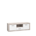 TV staliukas Forte, ruda sp./balta sp., 41 cm x 147.7 cm x 49.8 cm