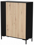 Komoda Cama Merci, ąžuolo sp./juoda sp., 129 cm x 100 cm x 40 cm