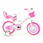 Vaiki&scaron;kas dviratukas su papildomais ratukais, vaikų Dino Bikes Hello Kitty 2, balta sp./rožinė sp., 16"