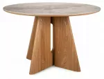 Valgomojo stalas Alzano, ąžuolo sp./balta sp., 120 cm x 120 cm x 77 cm