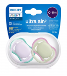 Čiulptukų rinkinys Philips Avent Ultra Air Neutral, 0 mėn., žalia/violetinė