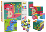Medinės kaladėlės, dėlionė Lean Toys Dinosaur 6in1, 6 cm, įvairių spalvų, 9 vnt.
