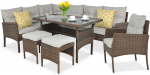 Lauko baldų komplektas Cortina Corner, ruda sp., 8 vietų