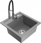 Plautuvė su virtuviniu mai&scaron;ytuvu Mexen Vito Grey+Black/Chrome, granitas, 49 cm x 52 cm x 21 cm, grey+black/chrome sp.