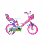 Vaiki&scaron;kas dviratukas su papildomais ratukais, vaikų Dino Bikes Peppa Pig 124RL-PGS, mėlyna sp./rožinė sp., 12"