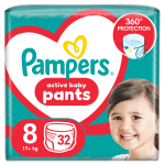 Sauskelnės-kelnaitės Pampers Pants, 8 dydis, 17 kg, 32 vnt.