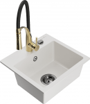 Plautuvė su virtuviniu mai&scaron;ytuvu Mexen Milo Aster, granitas, 43.5 cm x 41 cm x 17.1 cm, balta/juoda/geltona