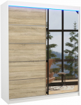 Spinta ADRK Caro, balta sp./sonoma ąžuolo sp., 58 cm x 180 cm x 215 cm, su veidrodžiu