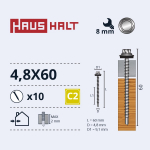 Savisriegis Haushalt, 4.8 mm x 60 mm, 10 vnt.