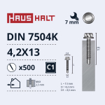 Savisriegis Haushalt DIN 7504K, 4.2 mm x 13 mm, 500 vnt.