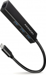 USB &scaron;akotuvas Axagon HMC-GL3A USB-C male, 3 x USB 3.2/RJ-45 female, 0.2 m, juoda sp.