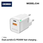 Kelioninis įkroviklis Jellico C44 Mini, USB/USB-C, balta sp., 30 W