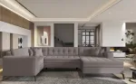 Kampinė sofa Montez Savoi 7, kreminė sp., de&scaron;ininė, 180 x 340 cm x 93 cm