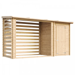 Medinė malkinė su sandėliuku Timbela M205, 146 cm x 348 cm x 199 cm, ruda sp.