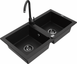 Plautuvė su virtuviniu mai&scaron;ytuvu Mexen Mario, derva/granitas, 82 cm x 43.6 cm x 16.1 cm, juoda