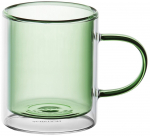 Dvigubo stiklo puodelis Ambition Fuzzy Green, skaidri sp./žalia sp., 0.350 l