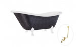 Vonia, laisvai pastatoma Besco Otylia Glam, 160 cm x 77 cm x 69.5 cm, ovalas, aukso sp./balta sp.