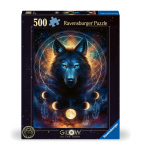 Dėlionė Ravensburger Glow In The Dark Lunar Wolf, 49 cm x 36 cm, 500 vnt., įvairių spalvų