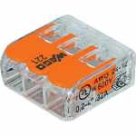 Laidų jungė Wago 221-413/5, 3 x 0,2&ndash;4 mm&sup2;, 32 A, oranžinė sp., 5 vnt.